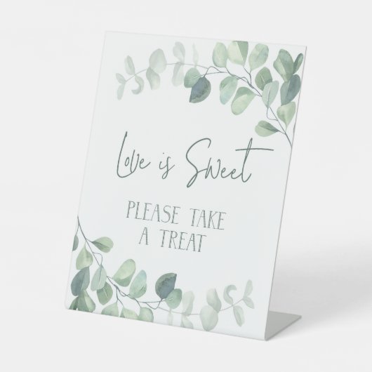Eucalyptus Wedding Vrijgezellenfeest Treat Favor S Reclamebord Met Voetstuk (Voorkant)
