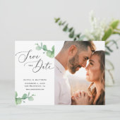 Eucalyptus Wedding | Watercolor Botanical Photo Save The Date (Staand voorkant)