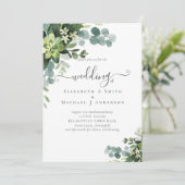 Eucalyptus Wedding Waterverf Greenery Invitations Kaart (Staand voorkant)