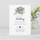 Eucalyptus Wedding - Waterverf Greenery Monogram (Staand voorkant)