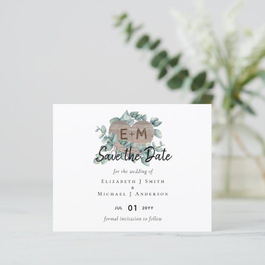 Eucalyptus Wedding - Waterverf Greenery Monogram (Staand voorkant)