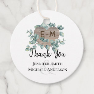 Eucalyptus Wedding - Waterverf Greenery Monogram Bedankjes Labels
