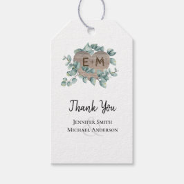 Eucalyptus Wedding - Waterverf Greenery Monogram Cadeaulabel