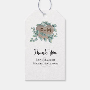 Eucalyptus Wedding - Waterverf Greenery Monogram Cadeaulabel