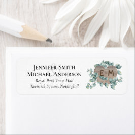 Eucalyptus Wedding - Waterverf Greenery Monogram Etiket