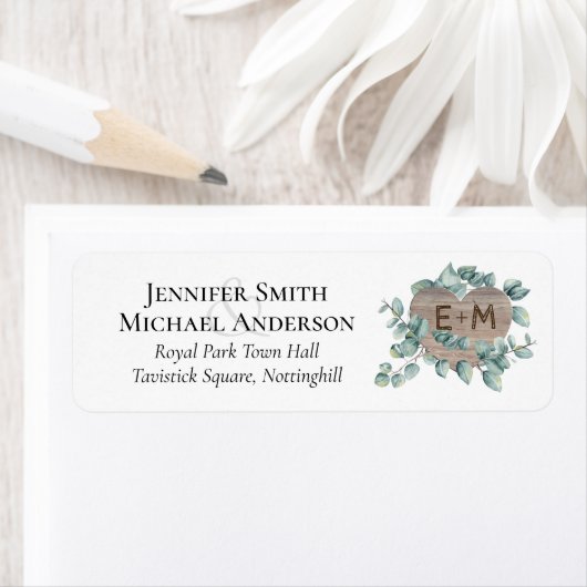 Eucalyptus Wedding - Waterverf Greenery Monogram Etiket (Insitu)