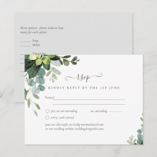 Eucalyptus Wedding - Waterverf groene bladeren Briefkaart (Voorkant / Achterkant)