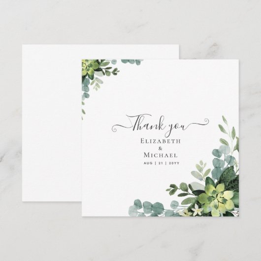 Eucalyptus Wedding - Waterverf groene bladeren Kaart (Voorkant / Achterkant)