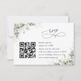 Eucalyptus Wedding Website QR Code RSVP Card Kaartje