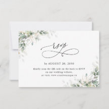 Eucalyptus Wedding Website QR Code RSVP Card