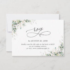 Eucalyptus Wedding Website QR Code RSVP Card Kaartje