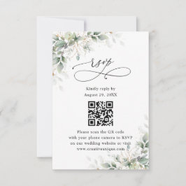 Eucalyptus Wedding Website QR Code RSVP Card Kaartje