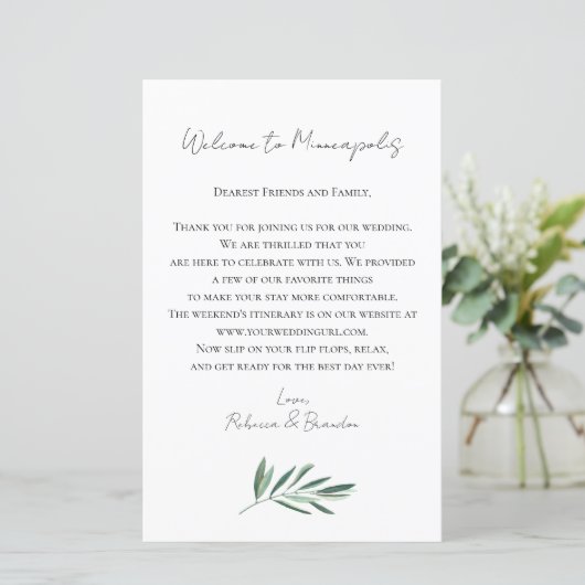 Eucalyptus Wedding Welcome Bag Letter (Staand voorkant)