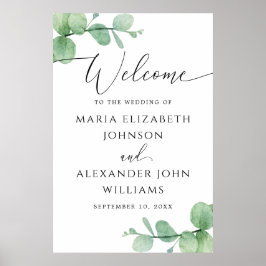 Eucalyptus Wedding Welcome Sign | Elegant Script Poster