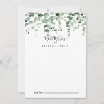 Eucalyptus Wedding Well Wishes Advice Kaart<br><div class="desc">Deze eucalyptusbruiloft wenst een goede advieskaart voor een eenvoudige bruiloft. Het ontwerp omvat waterverf met de hand getrokken elegante botanische eucalyptustakken en -bladeren. Deze kaarten zijn perfect voor een bruiloft, vrijgezellenfeest, baby shower, graduatiedag en nog veel meer. Pas de kaarten aan met de namen van de bruid en de bruidegom,...</div>