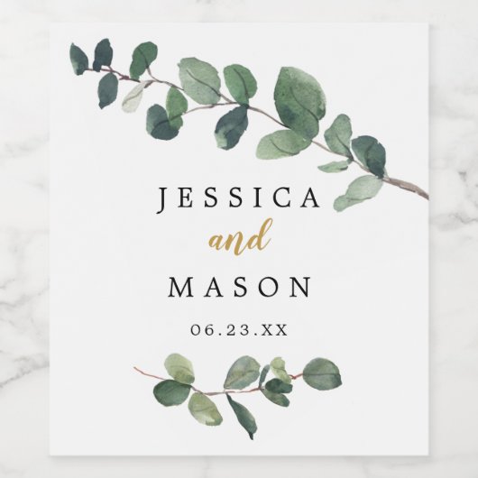 Eucalyptus Wedding Wine Labels Wijn Etiket (Enkel label)