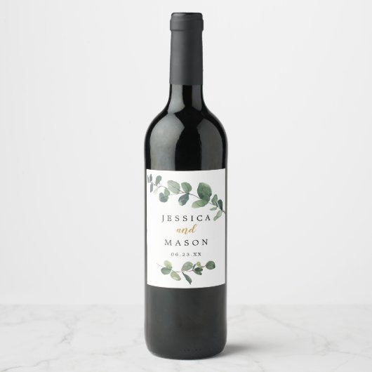 Eucalyptus Wedding Wine Labels Wijn Etiket (Voorkant)
