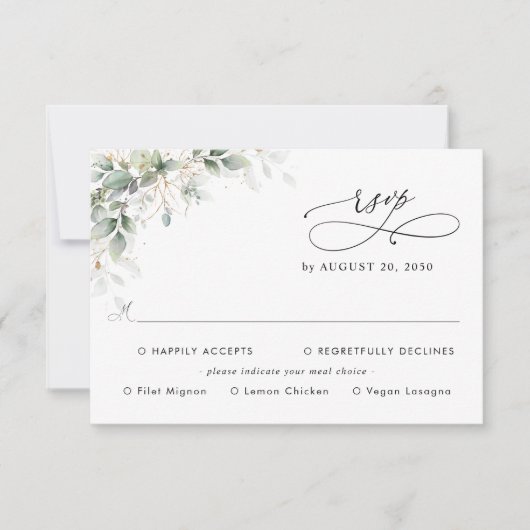 Eucalyptus Wedding With Meal Choice RSVP Card Kaartje (Voorkant)