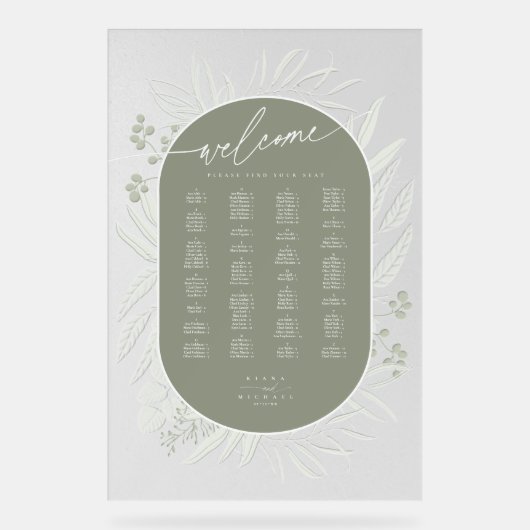 Eucalyptus Wedding Wreath Seating Chart Grn ID901 Acryl Bord (Voorkant)
