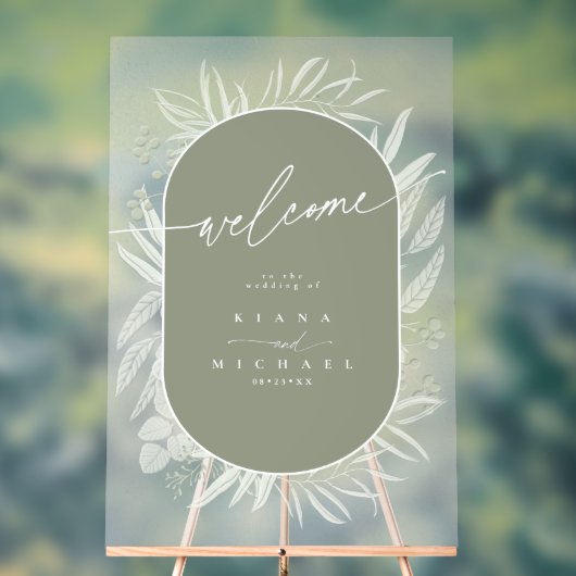 Eucalyptus Wedding Wreath Welcome Grn ID901 Acryl Bord (Neutraal)