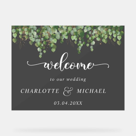 Eucalyptus Weddings Acryl Bord (Voorkant)