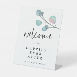Eucalyptus Welkom bij Gelukkig Ooit na het huwelij Reclamebord Met Voetstuk