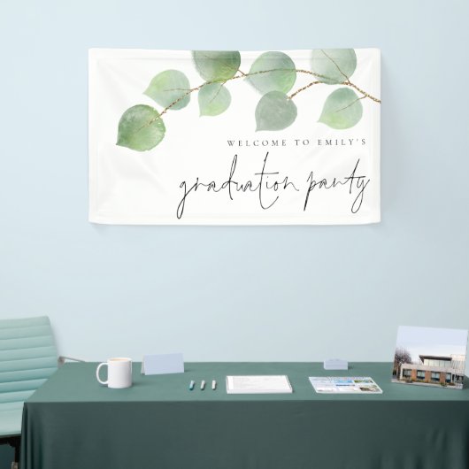 Eucalyptus Welkom bij Naam Graduation Party Banner (Beurs)