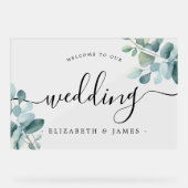 Eucalyptus Welkom op onze bruiloft Acryl teken Acryl Bord (Voorkant)