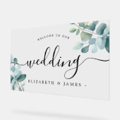 Eucalyptus Welkom op onze bruiloft Acryl teken Acryl Bord (Hoek)