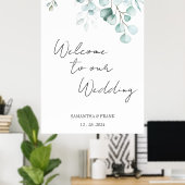 Eucalyptus Welkom op onze Bruiloft Poster (Thuiskantoor)