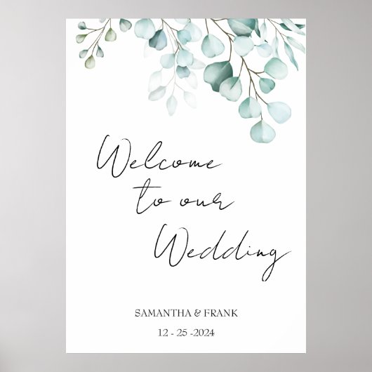 Eucalyptus Welkom op onze Bruiloft Poster (Voorkant)
