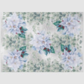 Eucalyptus & White Christmas Poinsettias Faux Foil Tissuepapier (Voorkant)