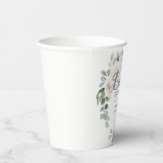 Eucalyptus White Floral Quinceanera Hartelijk dank Papieren Bekers (Rechts)