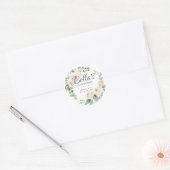 Eucalyptus White Floral QuinceaneraDank je Ronde Sticker (Envelop)