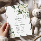 Eucalyptus White Flowers Baby shower Kaart