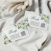 Eucalyptus White Flowers  Wedding QR Code RSVP Informatiekaartje
