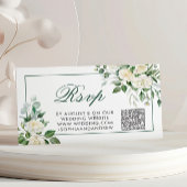Eucalyptus White Flowers  Wedding QR Code RSVP Informatiekaartje