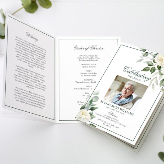 Eucalyptus White Foto's Begrafenisprogramma's Kaart