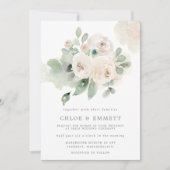 Eucalyptus White Rose Floral Wedding Kaart (Voorkant)