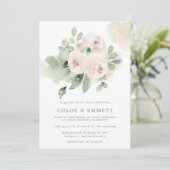 Eucalyptus White Rose Floral Wedding Kaart (Staand voorkant)