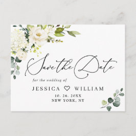 Eucalyptus White Roses Boho Wedding Save the Date Briefkaart