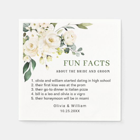 Eucalyptus White Roses Facts Weddenschap Servet (Voorkant)