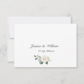 Eucalyptus White Roses Floral Weddenschap RSVP Kaartje (Achterkant)
