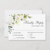 Eucalyptus White Roses Floral Weddenschap RSVP Kaartje (Voorkant)