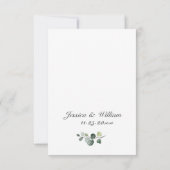 Eucalyptus White Roses Floral Weddenschap RSVP Kaartje (Achterkant)