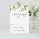 Eucalyptus White Roses Floral Weddenschap RSVP Kaartje (Staand voorkant)