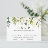 Eucalyptus White Roses Floral Weddenschap RSVP Kaartje (Staand voorkant)
