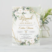 Eucalyptus white roses Gold brunch and bubbly Kaart (Staand voorkant)