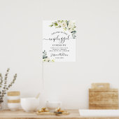 Eucalyptus White Roses Unplugged Wedding Ceremony Poster (Keuken)
