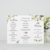 Eucalyptus White Roses Wedding Ceremony Programme (Staand voorkant)